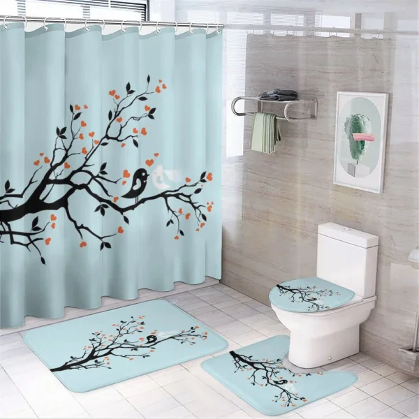 Happy Bird Couple on a shower curtain