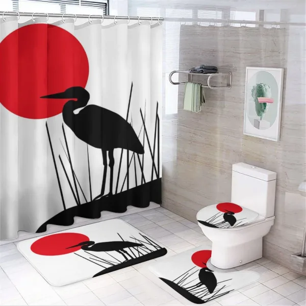 Heron Bird on Japanese on a shower curtain