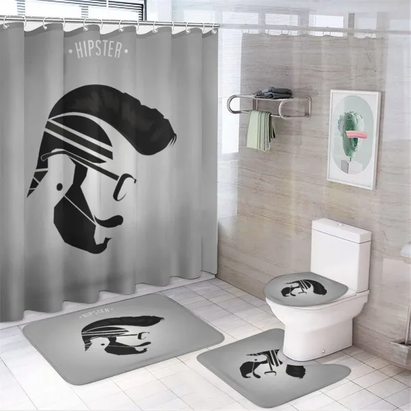 Male Hipster Art on a shower curtain