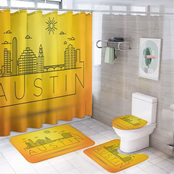 Minimal Texas Linear Skyline on a shower curtain