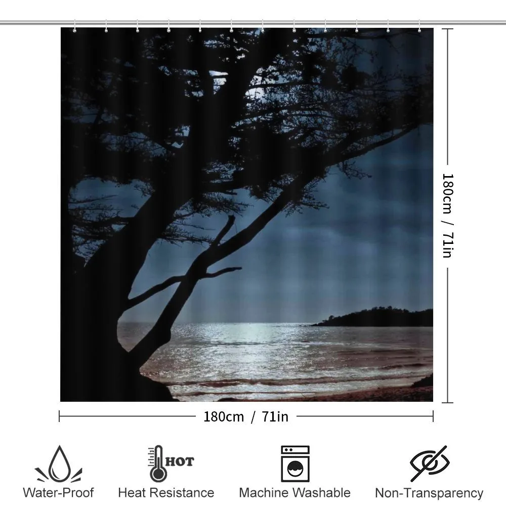 Night Tree Silhouette Sea — Detail 2