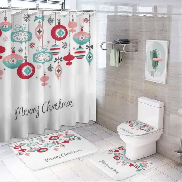 Noel Season Elements on a shower curtain