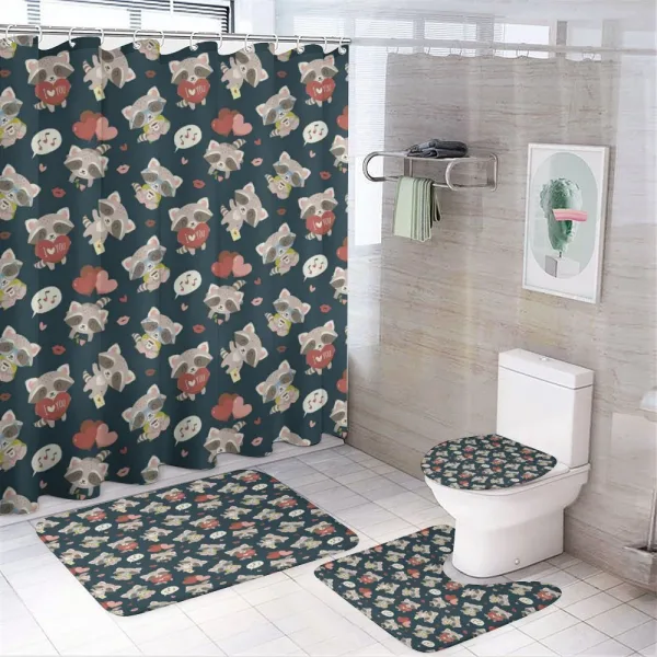 Raccoon I Love You on a shower curtain