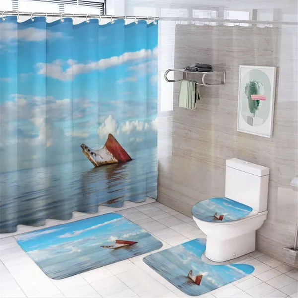 Ship Wreck Landscape on a shower curtain