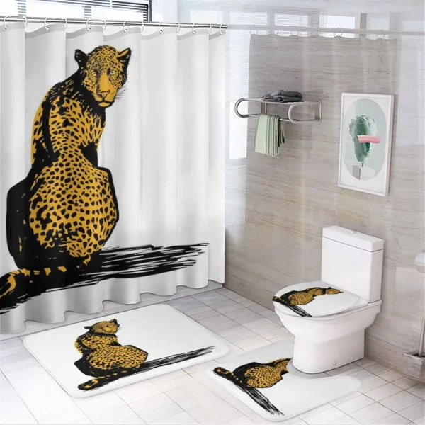 Sketch Leopard Shadow on a shower curtain