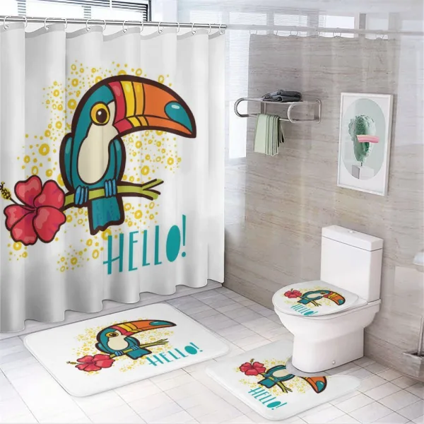 Toucan Bird with Hibiscus on a shower curtain