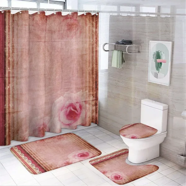 Vintage Frame Roses on a shower curtain