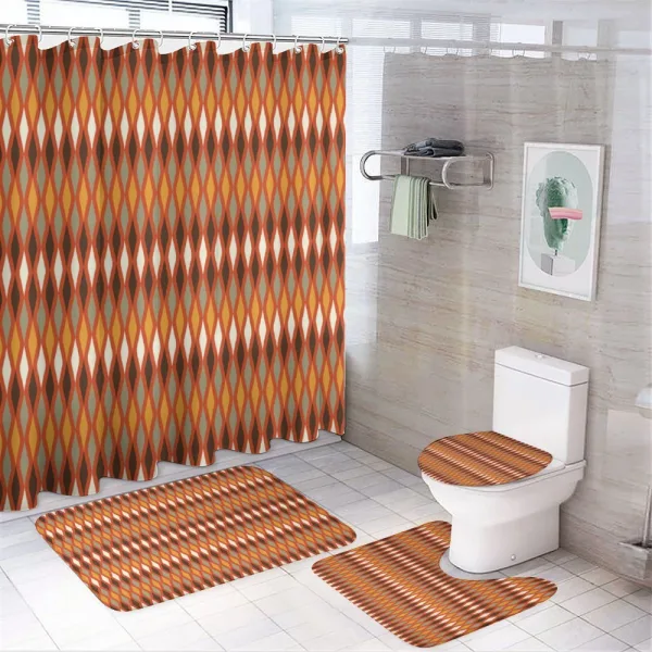 Warm Colored Shapes on a shower curtain