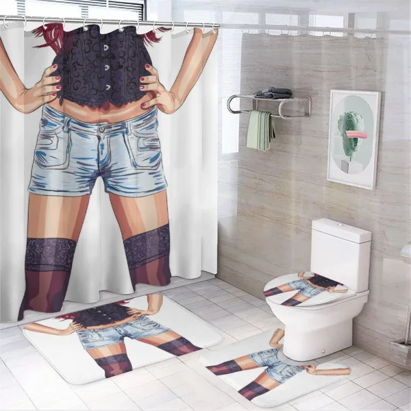 Woman on a shower curtain