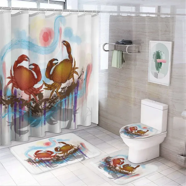 2 Crabs Dancing Sea on a shower curtain