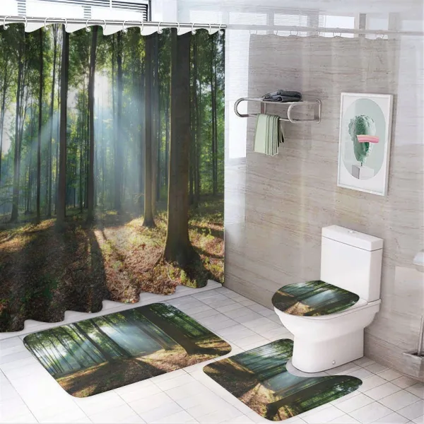City Park Hazy Morning on a shower curtain