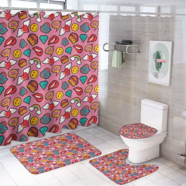 Dotted Hearts Rainbow on a shower curtain