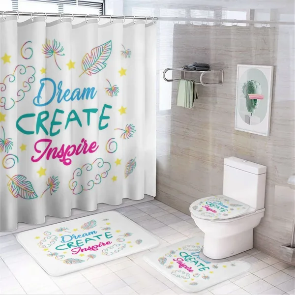 Dream Create Inspire Leaves on a shower curtain