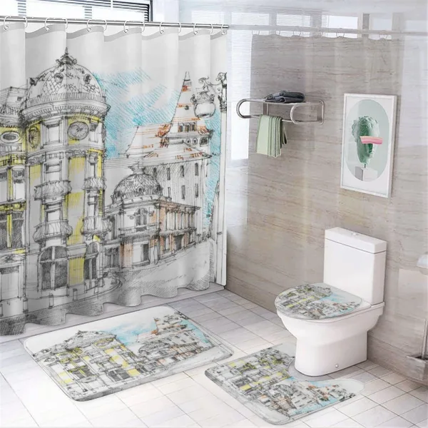 European City Sketch on a shower curtain