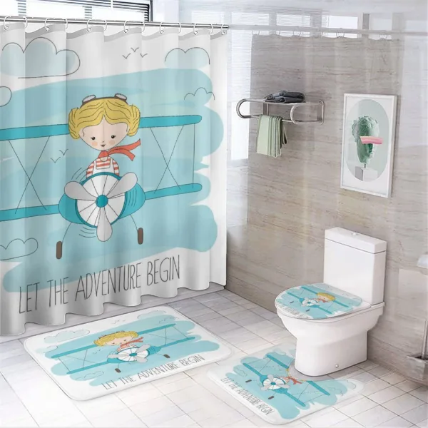 Girl on Plane on a shower curtain