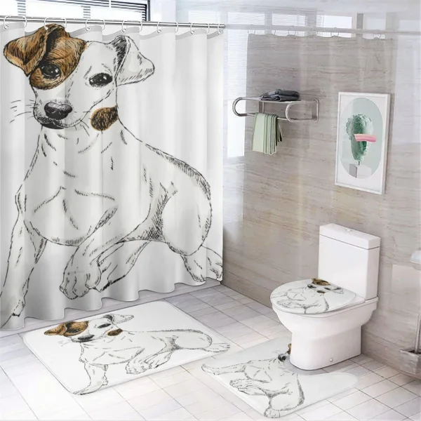Graphic Puppy Portrait on a shower curtain