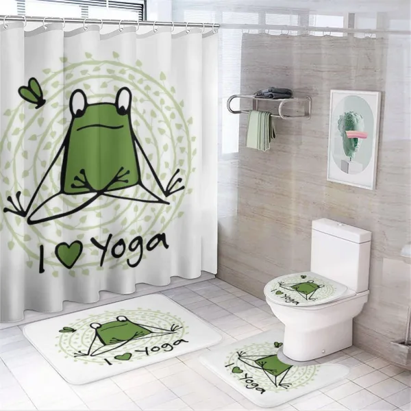 I Love Yoga Words on a shower curtain