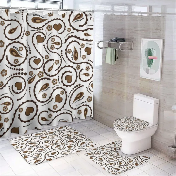 Love Heart Swirls Dots on a shower curtain