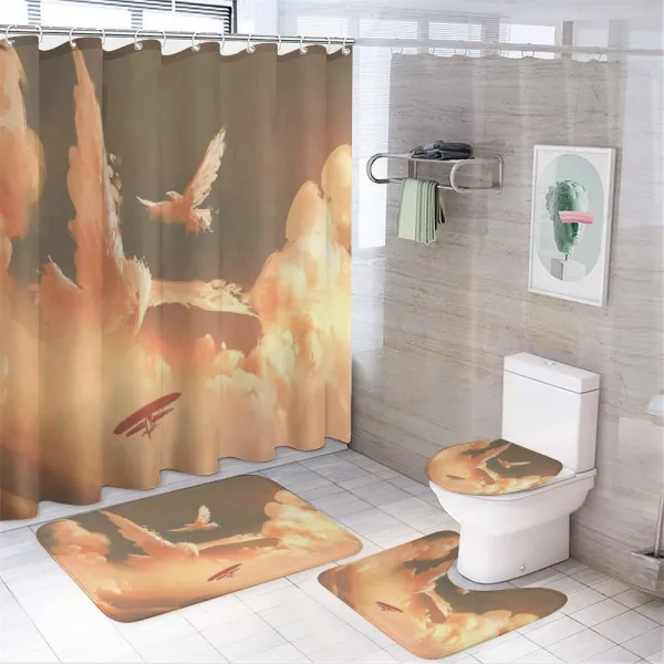 Plane in Sunset Cloud on a shower curtain