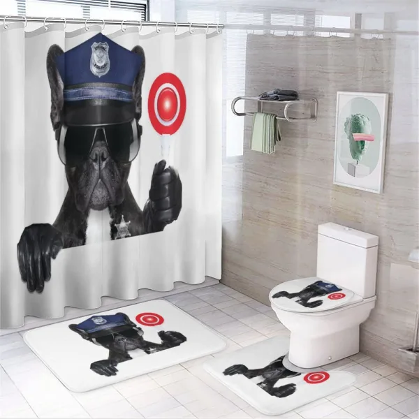 Pug Dog Police Costume on a shower curtain