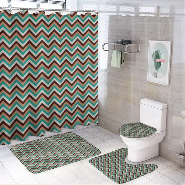 Retro Color Zigzag Line on a shower curtain