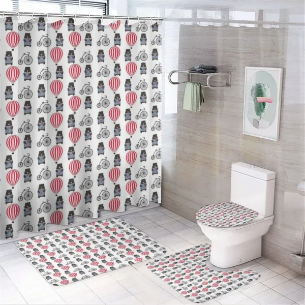 Sad Animal with Balloon Retro on a shower curtain