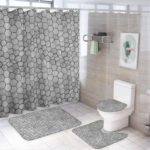 Sketch Hexagon Shapes on a shower curtain