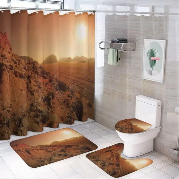 Space Clash Landscape on a shower curtain
