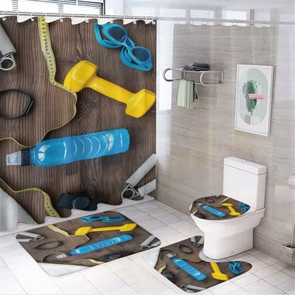 Sport Equipment Concept on a shower curtain
