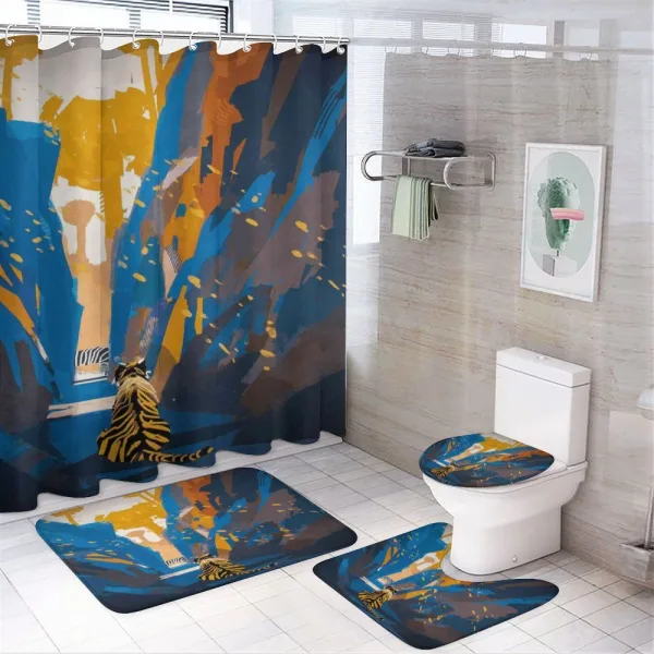 Tiger Striped in City on a shower curtain