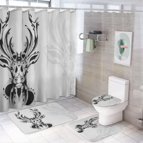 Tribal Deer Shadow Art on a shower curtain