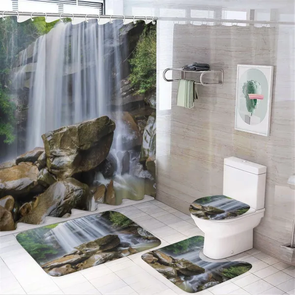 Tropical Waterfalls on a shower curtain