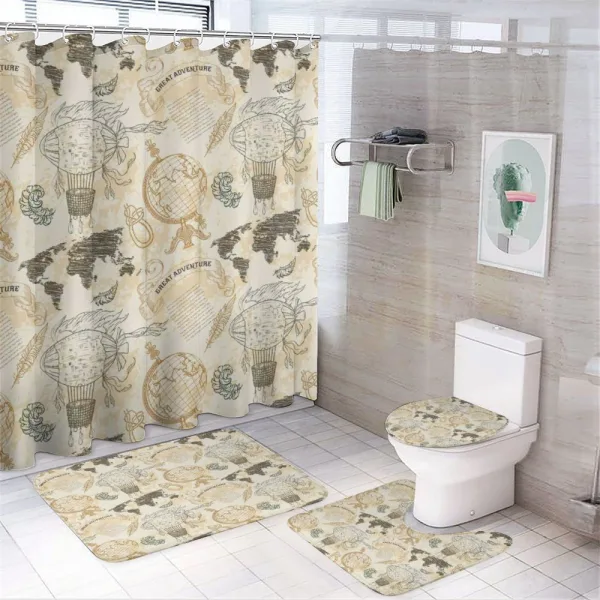 Vintage Globe Rope on a shower curtain