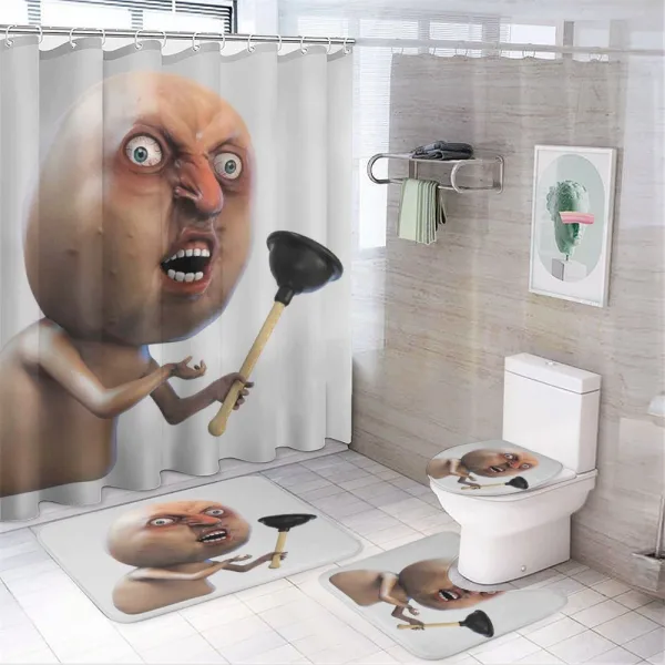 Why You No Plunger Meme on a shower curtain