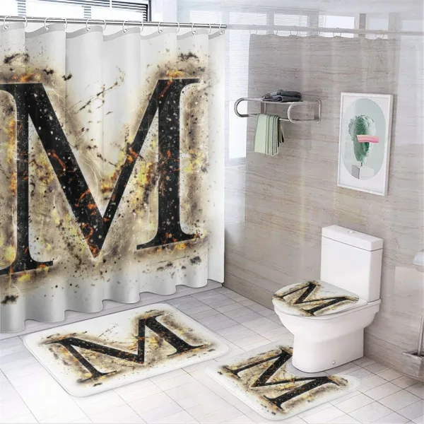 Writing Language Fire on a shower curtain