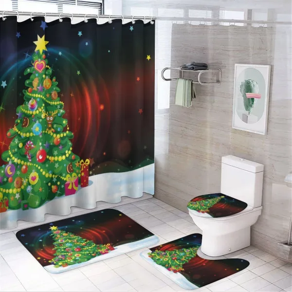 Xmas Tree Cartoon on a shower curtain