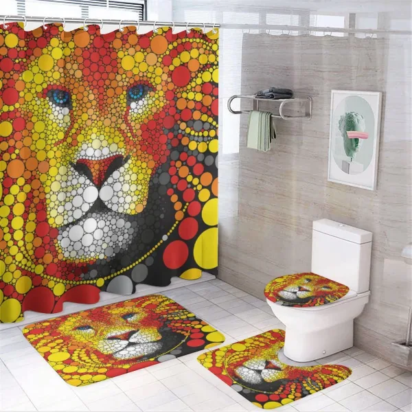 Abstract Lion in Wild on a shower curtain