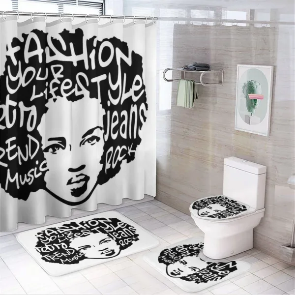 Afro Hair Art on a shower curtain