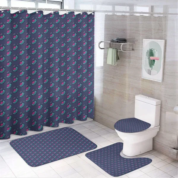 Alien Flying Device Doodle on a shower curtain