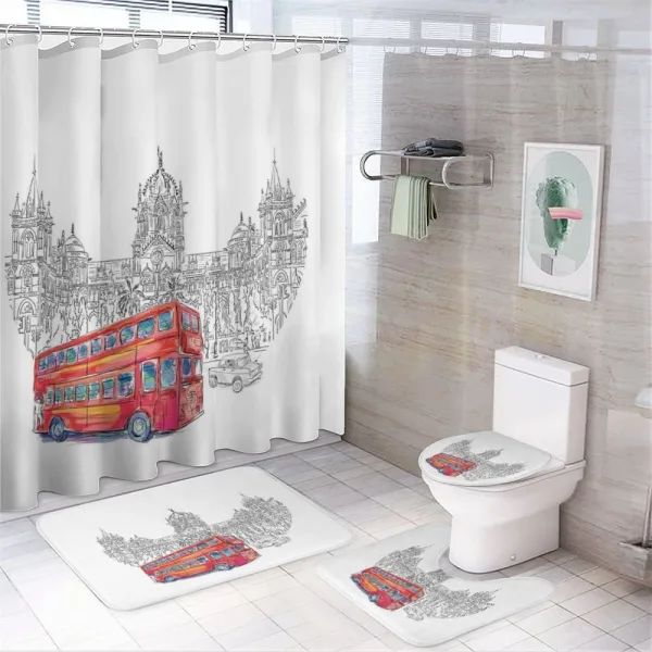 Architecture on a shower curtain