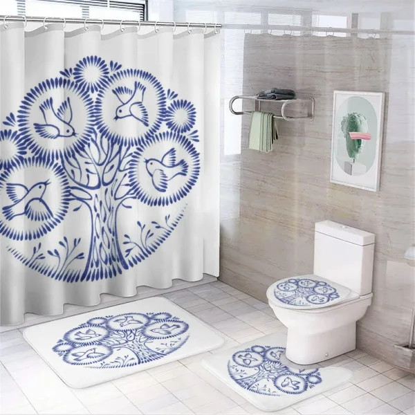 Birds in Botany Circles on a shower curtain