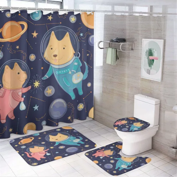 Cartoon Dog Astronaut on a shower curtain