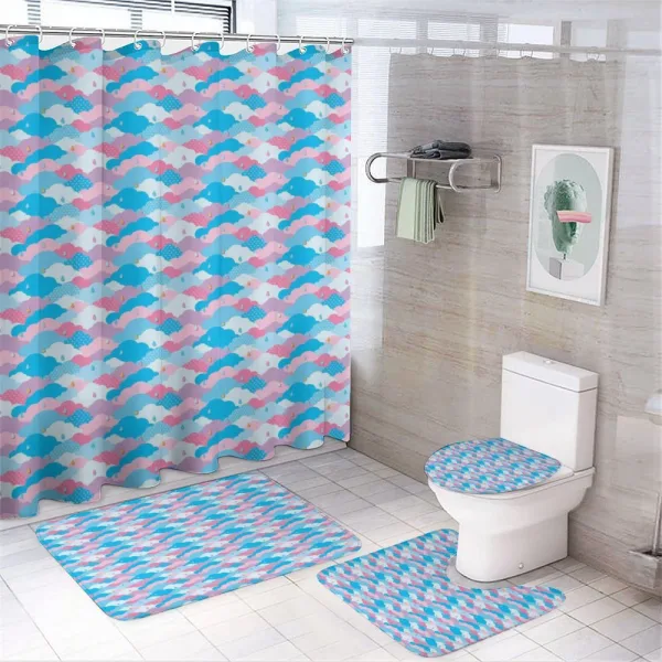 Childish Style Rain Clouds on a shower curtain