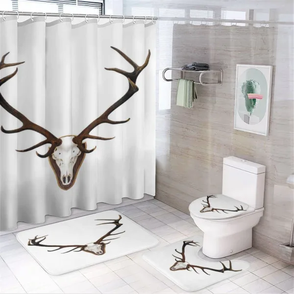 Deer Stag Bones Mounted on a shower curtain