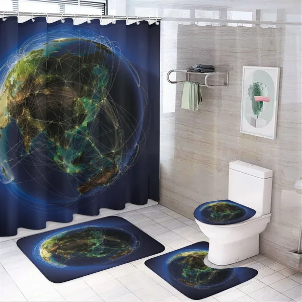 Earth Lines Navigation on a shower curtain