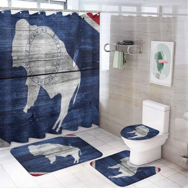 Equality State Flag Wooden on a shower curtain
