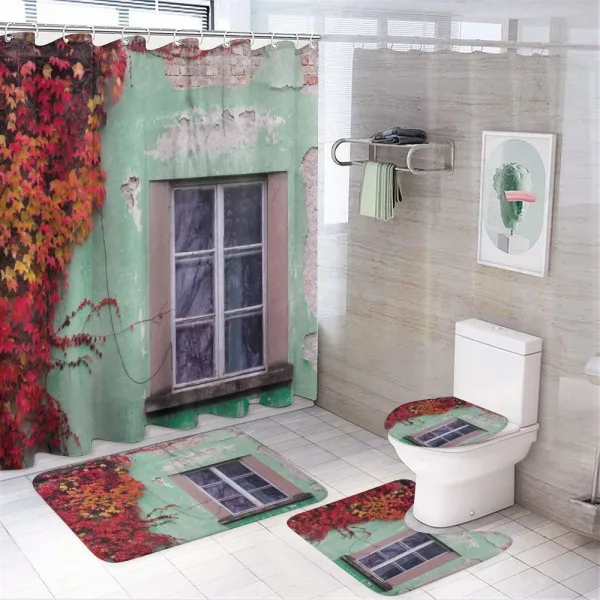 Fall Ivy on Old House on a shower curtain