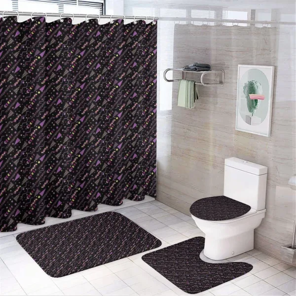 Geometrical Memphis Style on a shower curtain