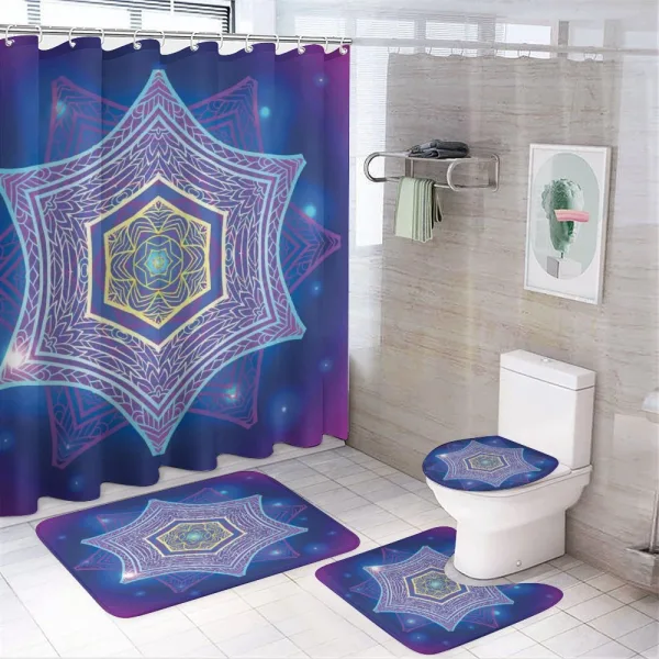 Hexagons and Stars on a shower curtain