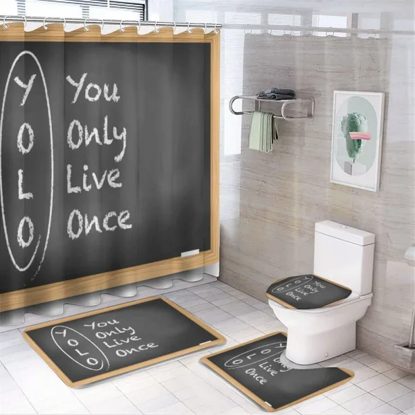 Life Words on Chalkboard on a shower curtain